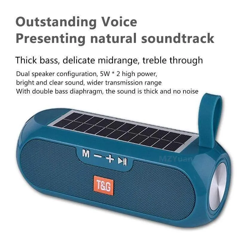 Tragbare Säule WirelessBluetooth Bass Lautsprecher Stereo Spieluhr Solar Power Bank Boombox Wasserdichtes USB AUX FM Radio Super Bass