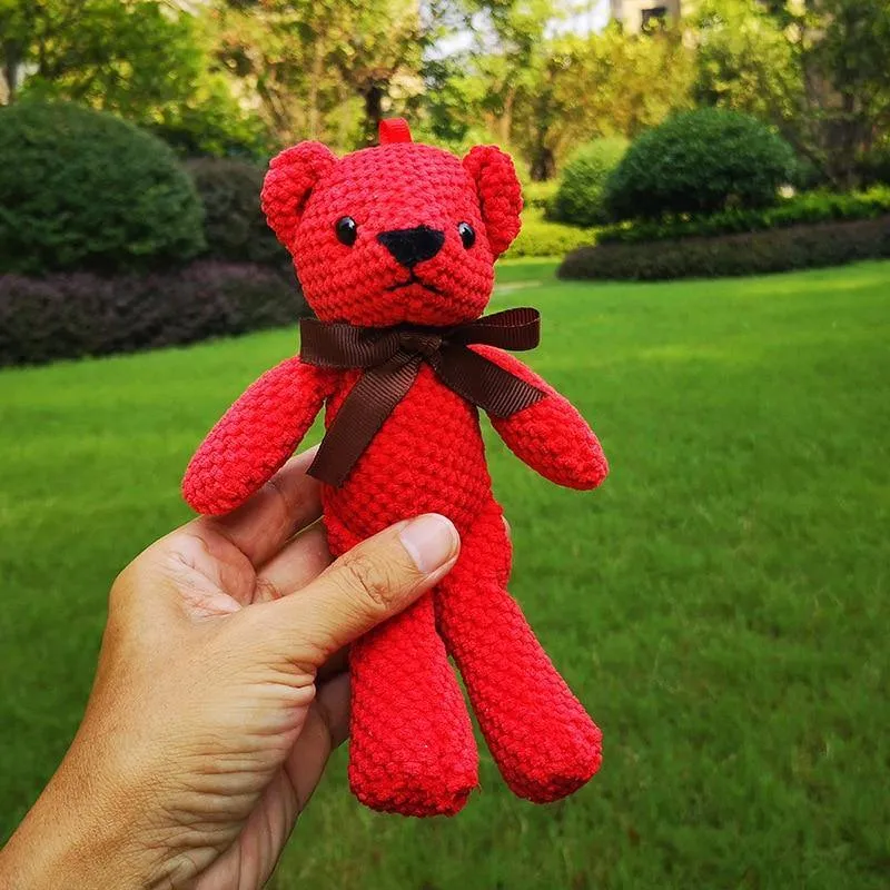 18-20CM Teddybär Gefüllte Plüschtiere Niedliches Kleid Kaninchen Anhänger Puppen Geschenke Geburtstag Hochzeitsfeier Dekor