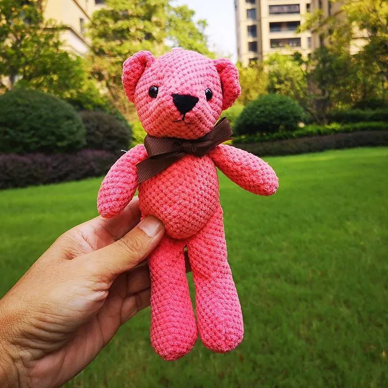 18-20CM Teddybär Gefüllte Plüschtiere Niedliches Kleid Kaninchen Anhänger Puppen Geschenke Geburtstag Hochzeitsfeier Dekor