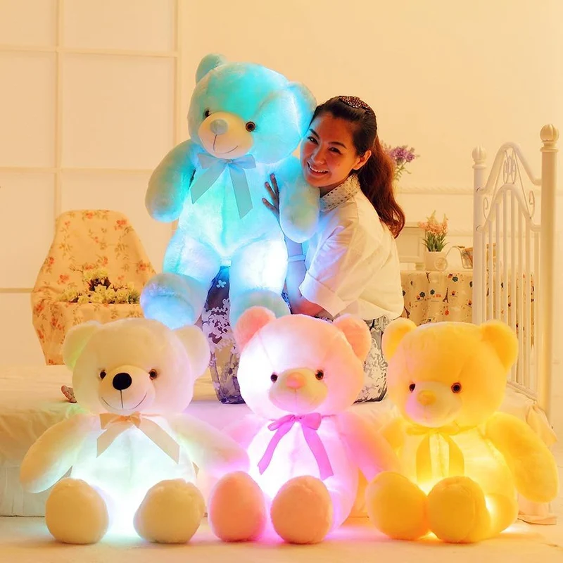 50cm Creative Light Up LED Teddybär Kuscheltiere Plüschtier Bunt leuchtendes Weihnachtsgeschenk für Kinder Kissen