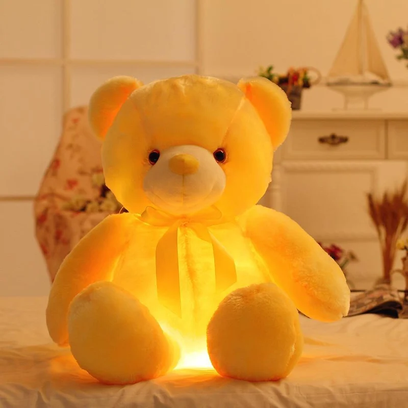 50cm Creative Light Up LED Teddybär Kuscheltiere Plüschtier Bunt leuchtendes Weihnachtsgeschenk für Kinder Kissen