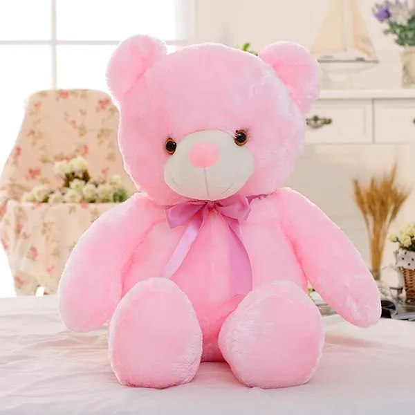 50cm Creative Light Up LED Teddybär Kuscheltiere Plüschtier Bunt leuchtendes Weihnachtsgeschenk für Kinder Kissen