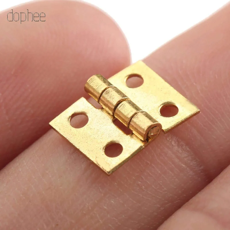 20 Stück Mini Messing Scharnier Golden für Haus Schrank Möbel Messing Scharnier Puppenhaus Miniatur Schrank Schrank 10mm * 8mm
