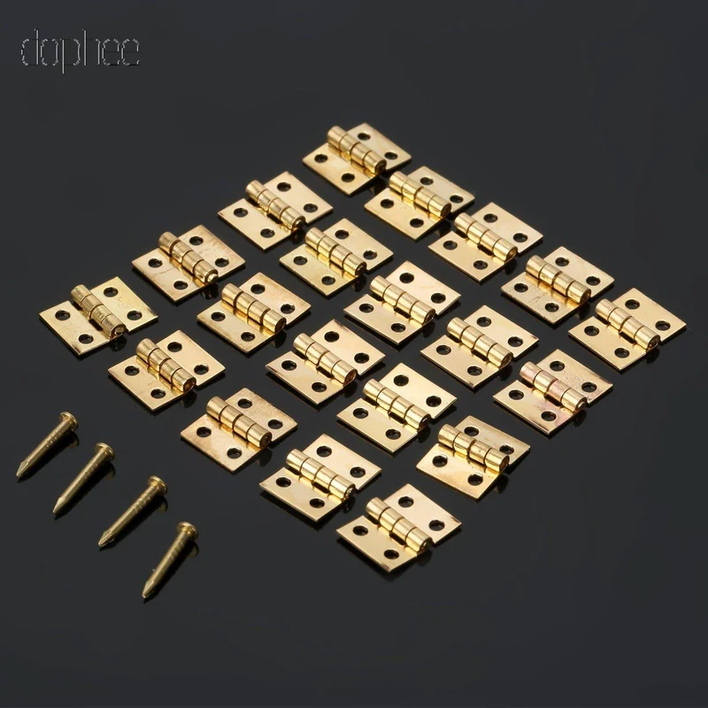 20 Stück Mini Messing Scharnier Golden für Haus Schrank Möbel Messing Scharnier Puppenhaus Miniatur Schrank Schrank 10mm * 8mm