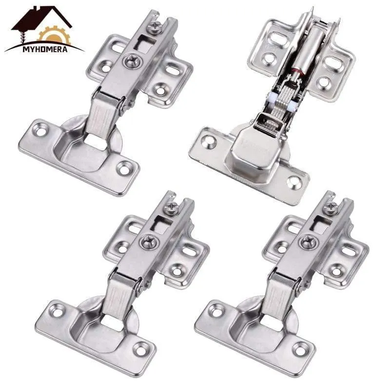 4 Stück Scharnier Edelstahl Hydraulik Schranktür Scharniere Dämpfer Puffer Soft Close Küchenschrank Möbel voll / eingebettet