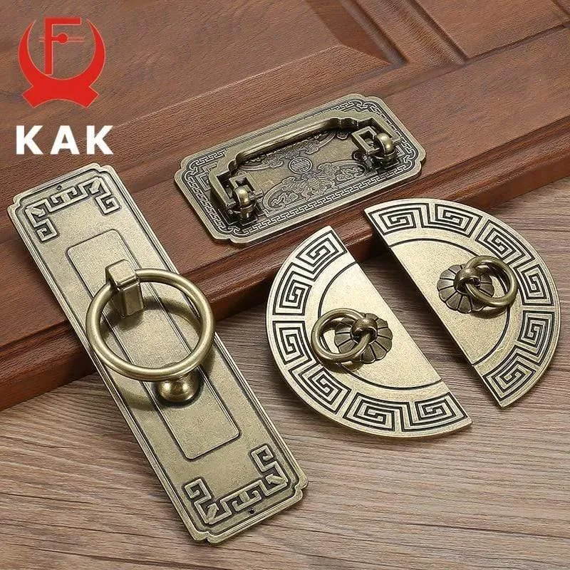 KAK Vintage Antike Bronze Schrankgriffe Möbel im chinesischen Stil Griff Schublade Knöpfe Garderobentür zieht Möbel Hardware