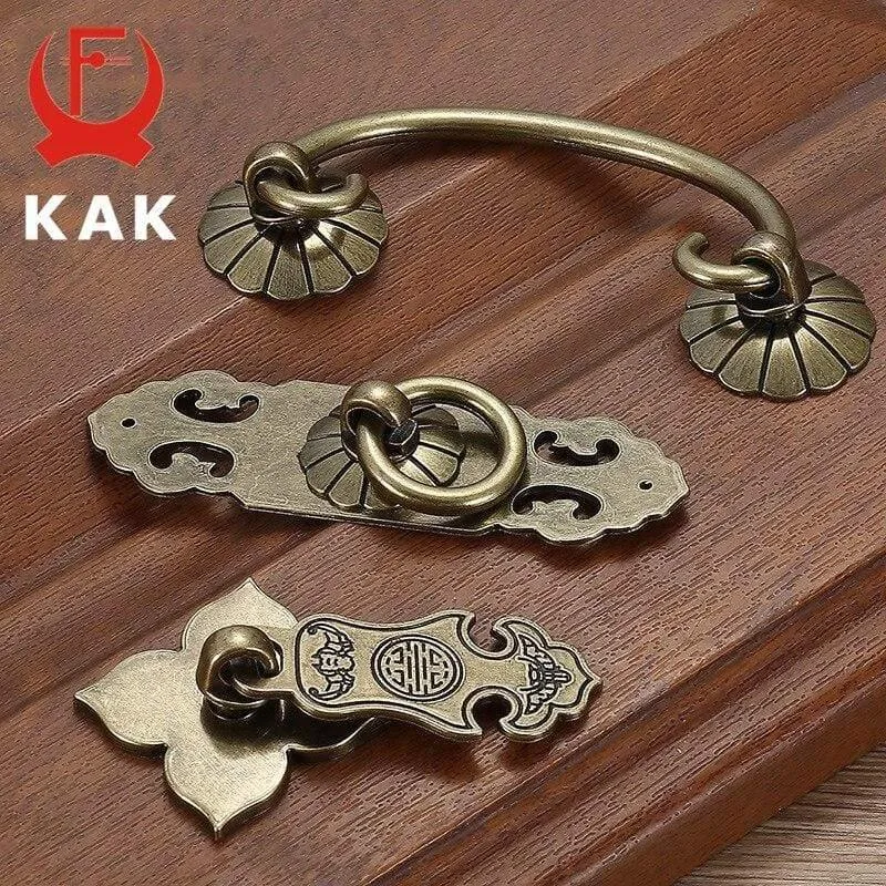 KAK Vintage Antike Bronze Schrankgriffe Möbel im chinesischen Stil Griff Schublade Knöpfe Garderobentür zieht Möbel Hardware