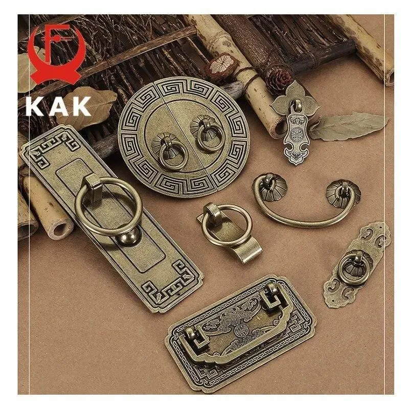 KAK Vintage Antike Bronze Schrankgriffe Möbel im chinesischen Stil Griff Schublade Knöpfe Garderobentür zieht Möbel Hardware