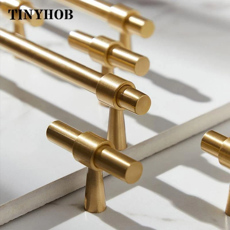 2 "-9" Massivmessing Möbelgriffe T-Bar Licht Luxus Mode Gold Kleiderschrank Kommode Schrank Schrank Schublade zieht