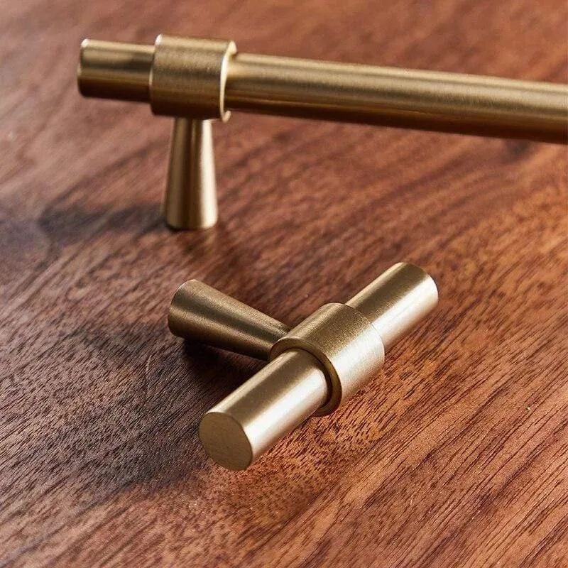 2 "-9" Massivmessing Möbelgriffe T-Bar Licht Luxus Mode Gold Kleiderschrank Kommode Schrank Schrank Schublade zieht