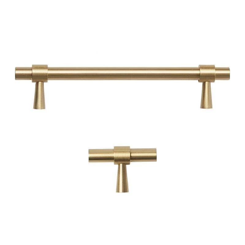 2 "-9" Massivmessing Möbelgriffe T-Bar Licht Luxus Mode Gold Kleiderschrank Kommode Schrank Schrank Schublade zieht