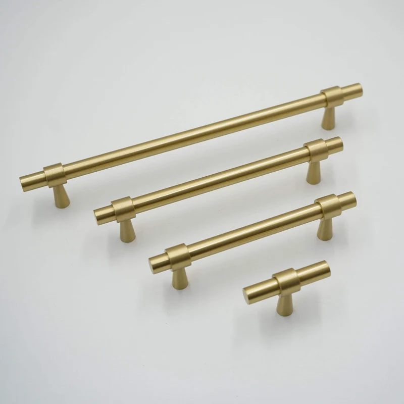 2 "-9" Massivmessing Möbelgriffe T-Bar Licht Luxus Mode Gold Kleiderschrank Kommode Schrank Schrank Schublade zieht