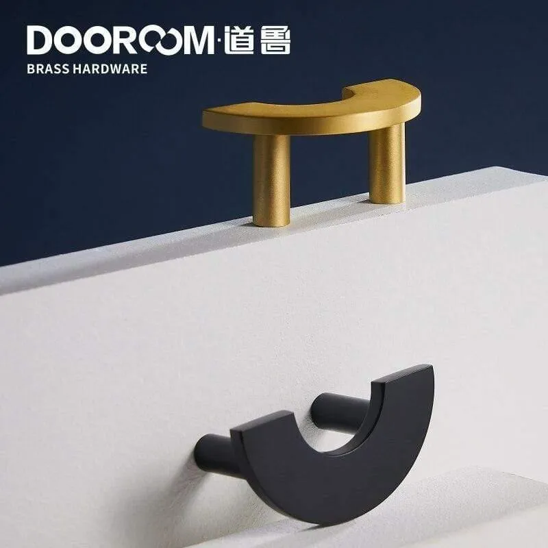 Messing Möbel Griffe Modern Light Luxus Semi Circle Pulls Kleiderschrank Kommode Schrank Schrank Schublade Half Moon Knöpfe