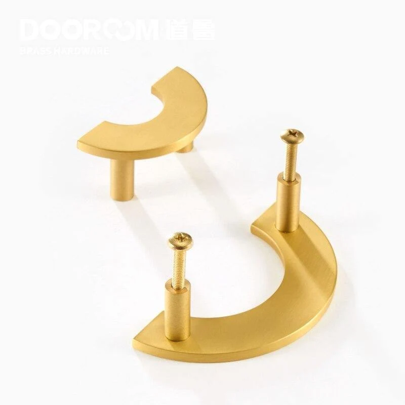 Messing Möbel Griffe Modern Light Luxus Semi Circle Pulls Kleiderschrank Kommode Schrank Schrank Schublade Half Moon Knöpfe