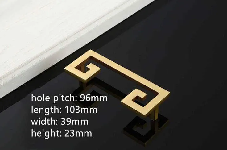 Solide Zinklegierung im chinesischen Stil, gebürstetes Gold, Griff für Schrank, Schublade, Türgriff, chinesischer Stil, Halbmond