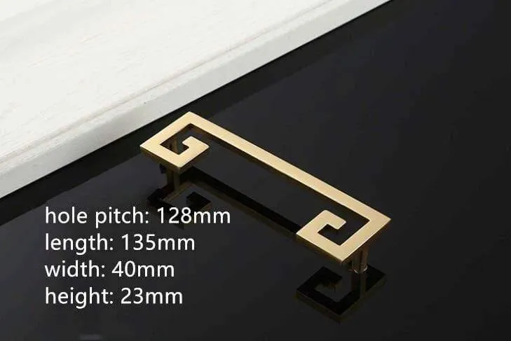 Solide Zinklegierung im chinesischen Stil, gebürstetes Gold, Griff für Schrank, Schublade, Türgriff, chinesischer Stil, Halbmond