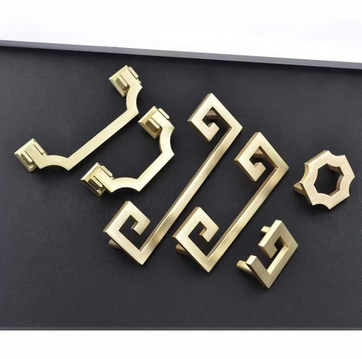 Solide Zinklegierung im chinesischen Stil, gebürstetes Gold, Griff für Schrank, Schublade, Türgriff, chinesischer Stil, Halbmond