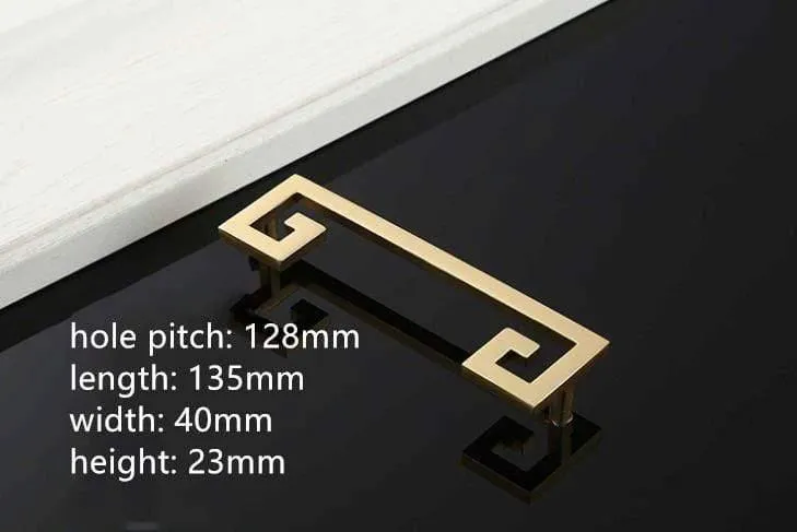 Solide Zinklegierung im chinesischen Stil, gebürstetes Gold, Griff für Schrank, Schublade, Türgriff, chinesischer Stil, Halbmond