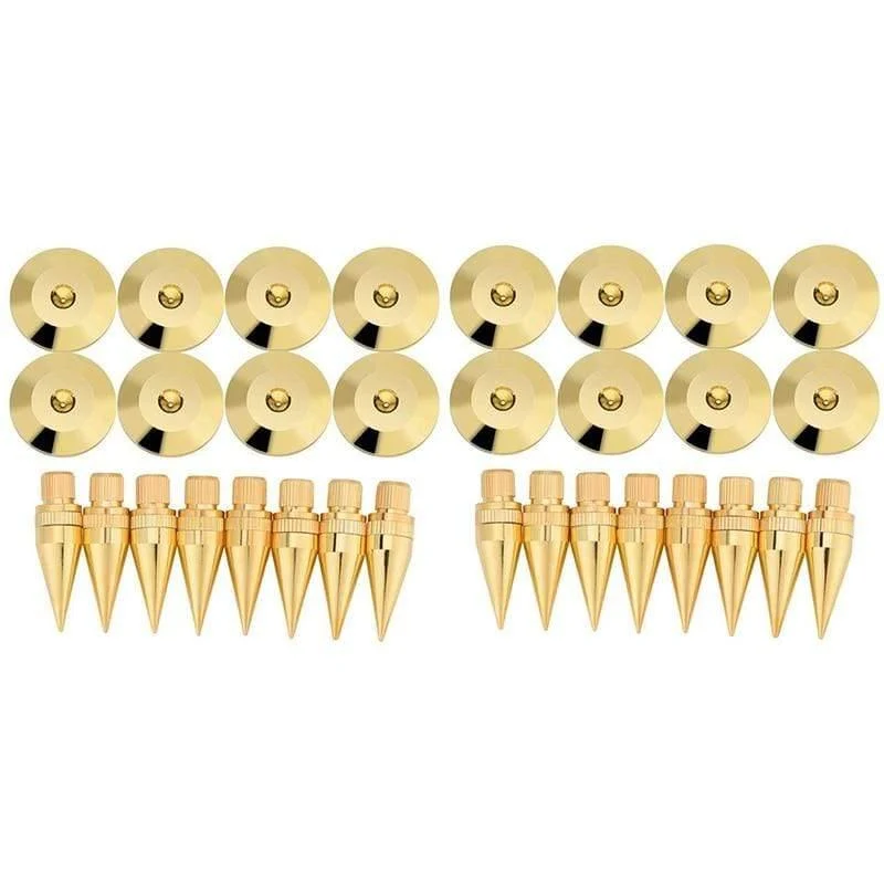16 Paare 6 x 36 mm Kupferlautsprecher Spike Isolationsständer + Basispad Fußmatte Lautsprecherisolation Lautsprecherisolationspads