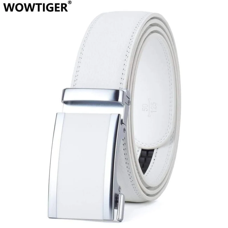 Mens Fashion Automatische Schnalle Leder Luxus Mann Cinturones Hombre Weiß Männer Gürtel Legierung Schnalle Gürtel Für Männer