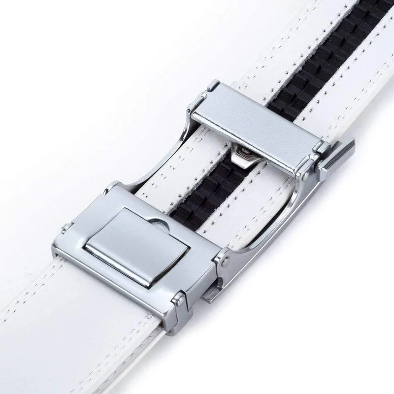 Mens Fashion Automatische Schnalle Leder Luxus Mann Cinturones Hombre Weiß Männer Gürtel Legierung Schnalle Gürtel Für Männer