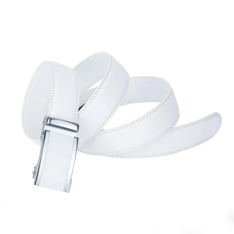 Mens Fashion Automatische Schnalle Leder Luxus Mann Cinturones Hombre Weiß Männer Gürtel Legierung Schnalle Gürtel Für Männer