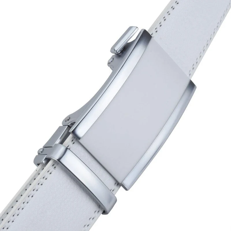 Mens Fashion Automatische Schnalle Leder Luxus Mann Cinturones Hombre Weiß Männer Gürtel Legierung Schnalle Gürtel Für Männer