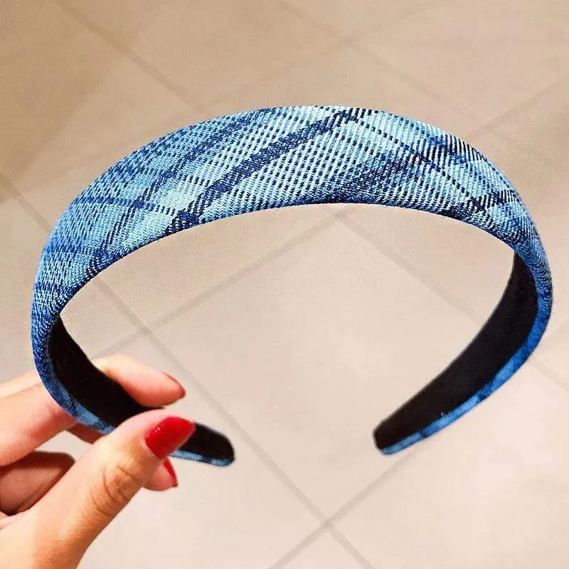 Frauen Vintage Elegante Breite Plaid Einfache Haarbänder Süße Stirnband Haar Halter Ornament Mode Haar Zubehör