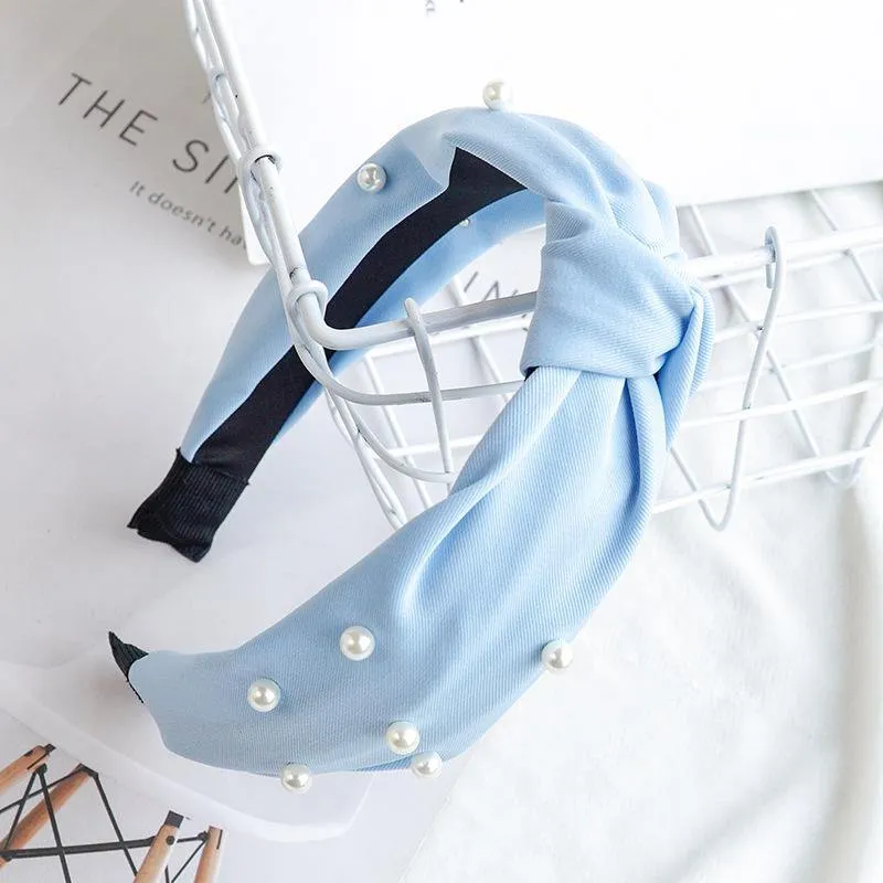 Stirnband Knoten Haarband Für Frauen Einfache Baumwolle Stoff Kreuz Perle Mädchen Haarband Haar Zubehör DSFG05
