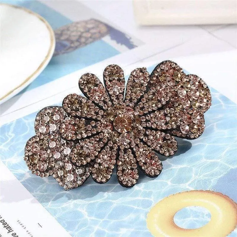 Kristall Blume Barrettes Haar Clips Für Frauen Vintage Strass Haarnadeln Kopf Tragen Mädchen Haar Zubehör Schmuck Clips