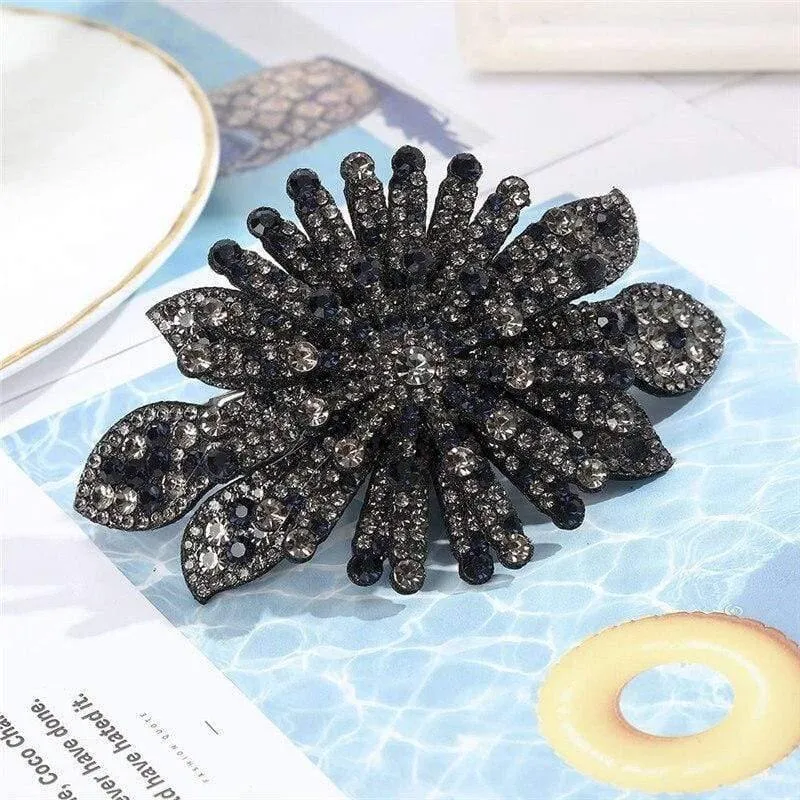 Kristall Blume Barrettes Haar Clips Für Frauen Vintage Strass Haarnadeln Kopf Tragen Mädchen Haar Zubehör Schmuck Clips