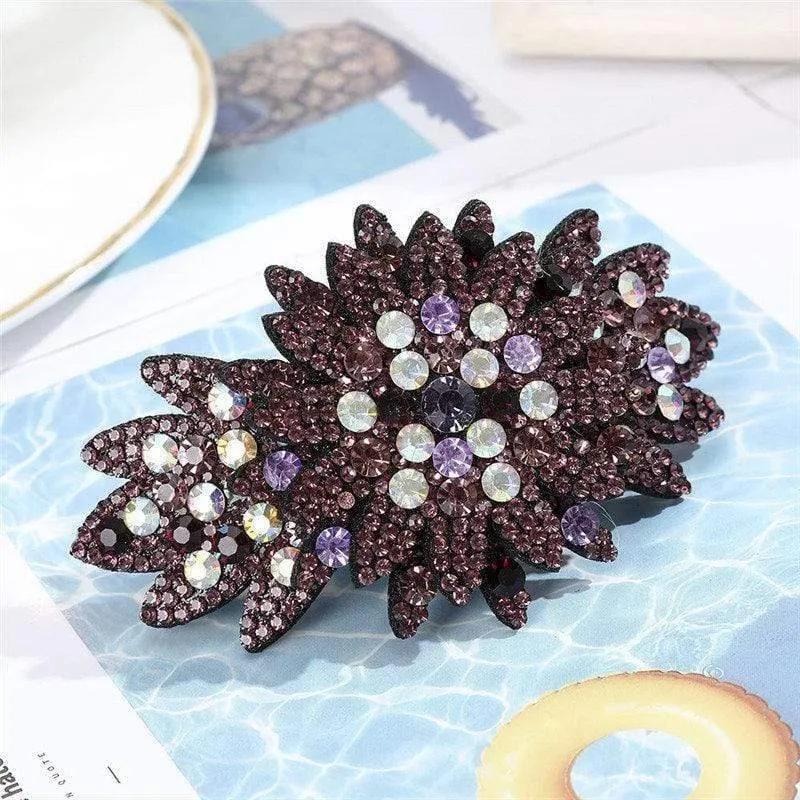 Kristall Blume Barrettes Haar Clips Für Frauen Vintage Strass Haarnadeln Kopf Tragen Mädchen Haar Zubehör Schmuck Clips