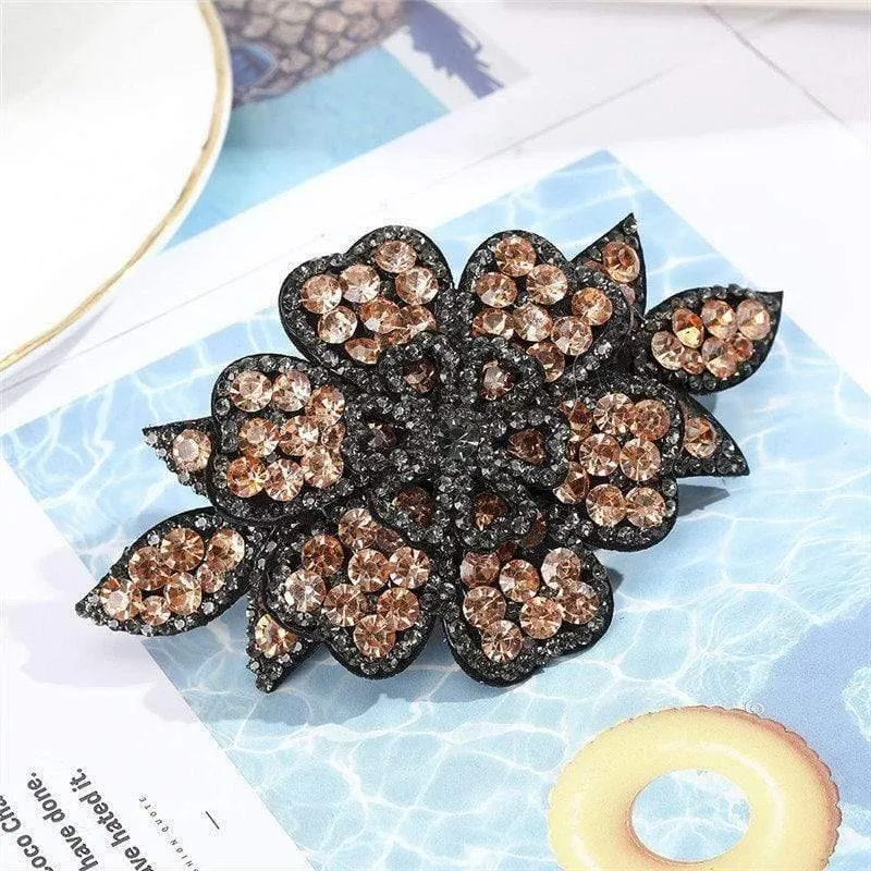 Kristall Blume Barrettes Haar Clips Für Frauen Vintage Strass Haarnadeln Kopf Tragen Mädchen Haar Zubehör Schmuck Clips