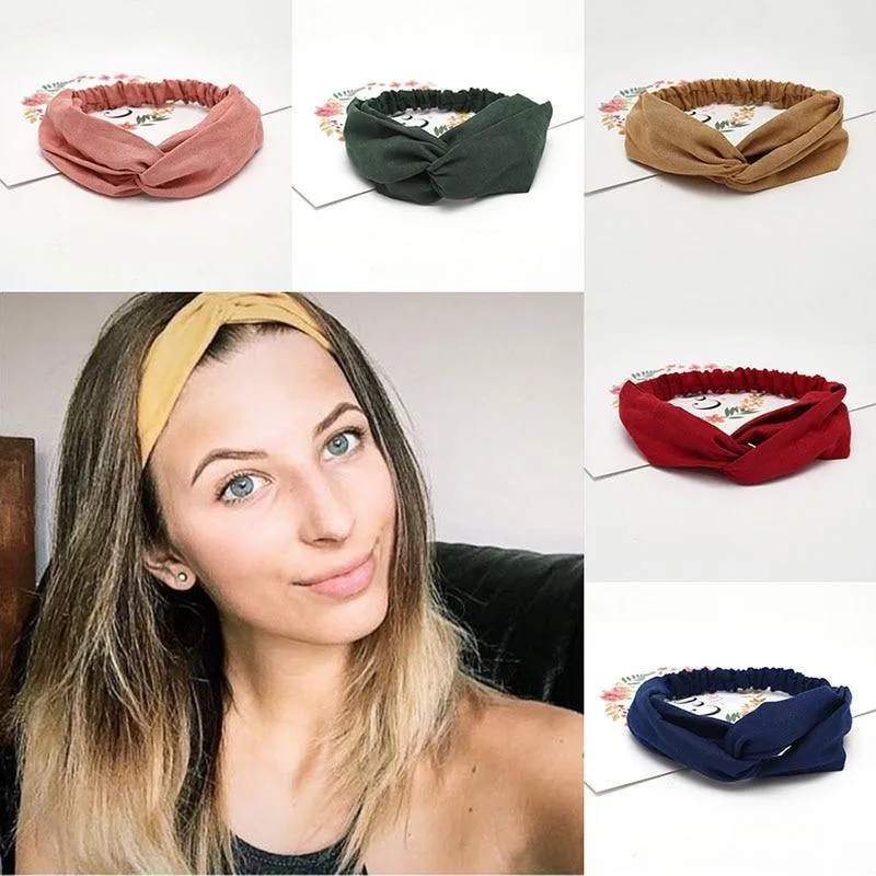 Frauen Sommer Herbst Wildleder Stirnband Vintage Kreuzknoten Elastische Haarbänder Weiche feste Mädchen Haarband Haarschmuck
