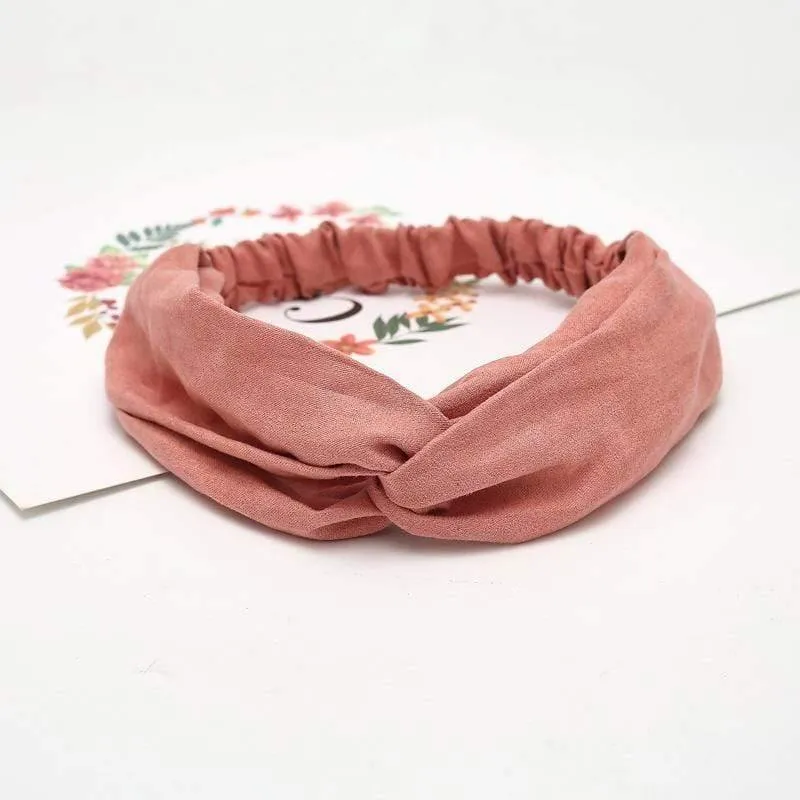 Frauen Sommer Herbst Wildleder Stirnband Vintage Kreuzknoten Elastische Haarbänder Weiche feste Mädchen Haarband Haarschmuck