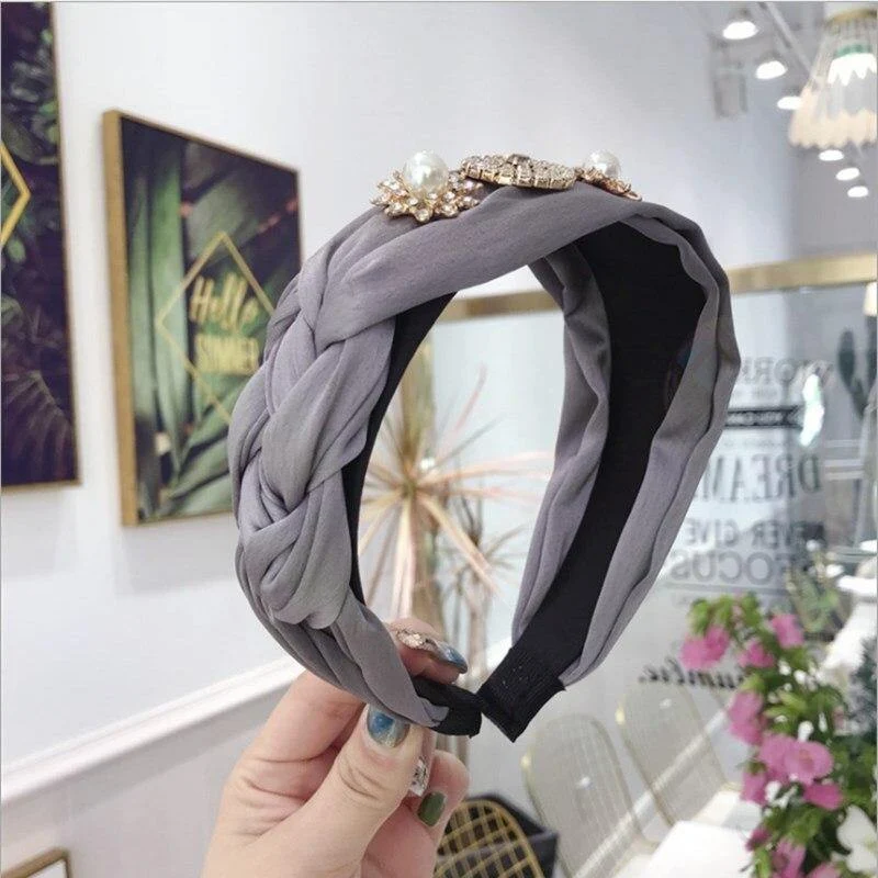 Boutique Haarschmuck Damen Luxus Stoff Gold umrandet Diamanten Super Flash Mittel geknotet Breitkrempe Stirnband Haarband