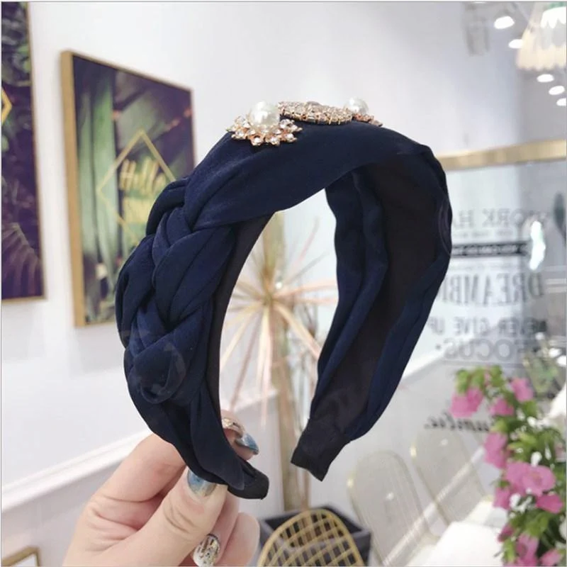 Boutique Haarschmuck Damen Luxus Stoff Gold umrandet Diamanten Super Flash Mittel geknotet Breitkrempe Stirnband Haarband