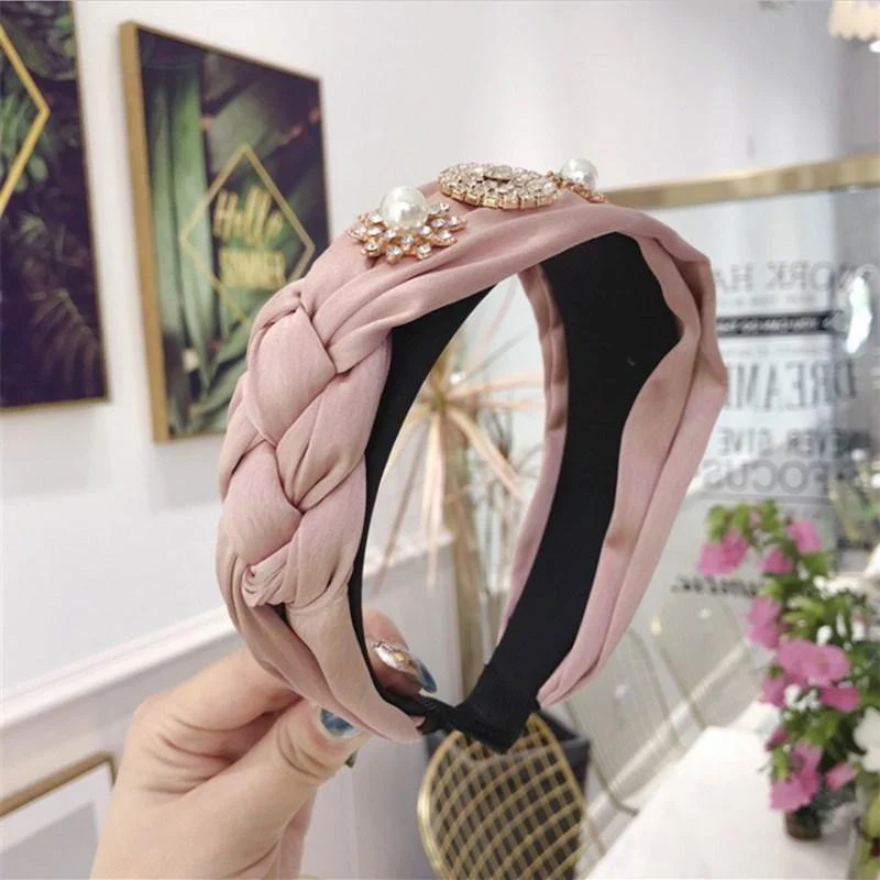 Boutique Haarschmuck Damen Luxus Stoff Gold umrandet Diamanten Super Flash Mittel geknotet Breitkrempe Stirnband Haarband