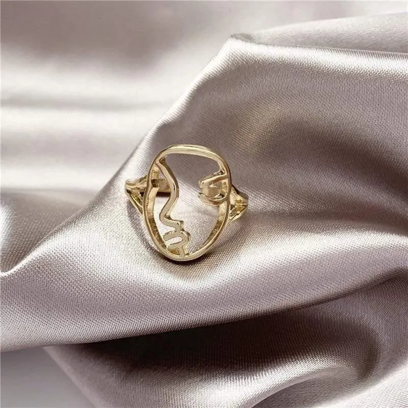 Mode Gesicht Metall glatt offen verstellbar Ring für Frauen weiblich Mädchen Party Korea Schmuck Zubehör
