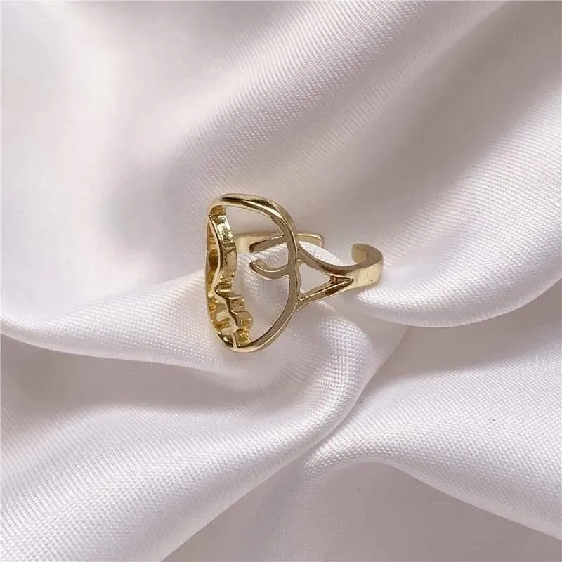Mode Gesicht Metall glatt offen verstellbar Ring für Frauen weiblich Mädchen Party Korea Schmuck Zubehör