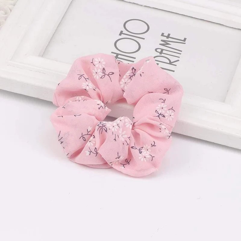 3PCS Sommer Floral Haarband Frauen Scrunchies Pferdeschwanz Halter Haar Seil Krawatten Mädchen Chiffon Elastische Haar Bands Für Zubehör
