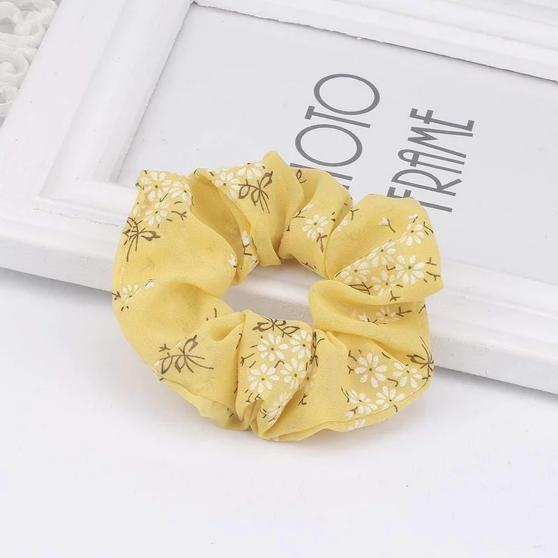 3PCS Sommer Floral Haarband Frauen Scrunchies Pferdeschwanz Halter Haar Seil Krawatten Mädchen Chiffon Elastische Haar Bands Für Zubehör