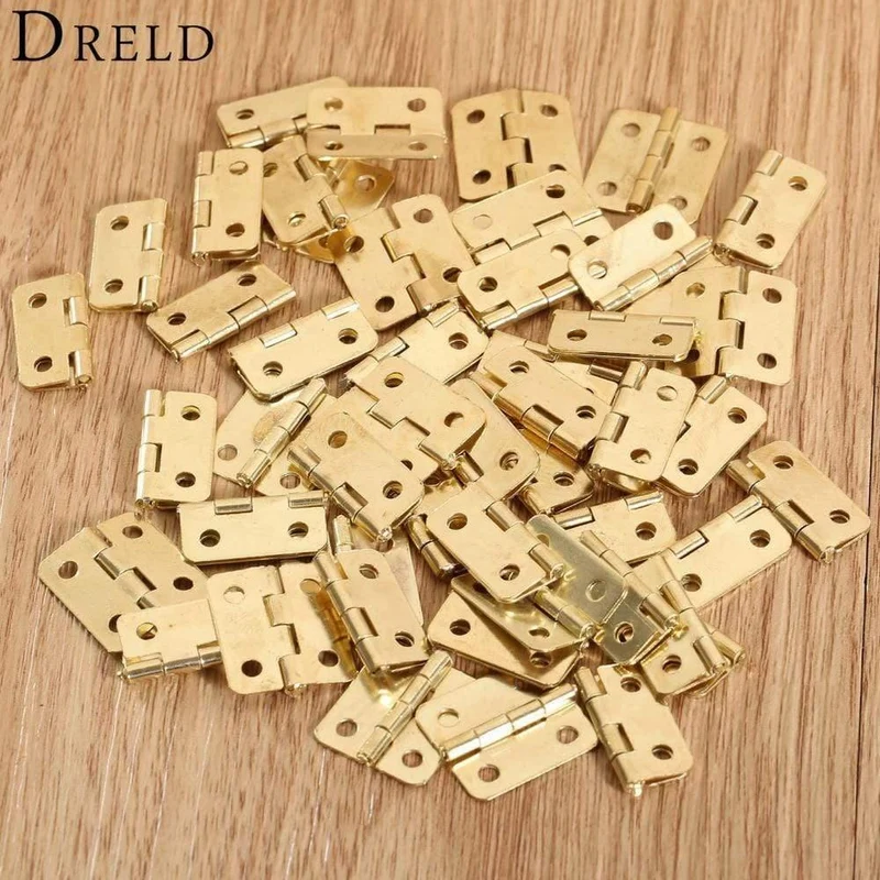 50Pcs 18x16mm Küchenschranktür Scharniere Möbel Zubehör 4 Löcher Gold Schublade Scharniere für Schmuckschatullen Möbelbeschläge