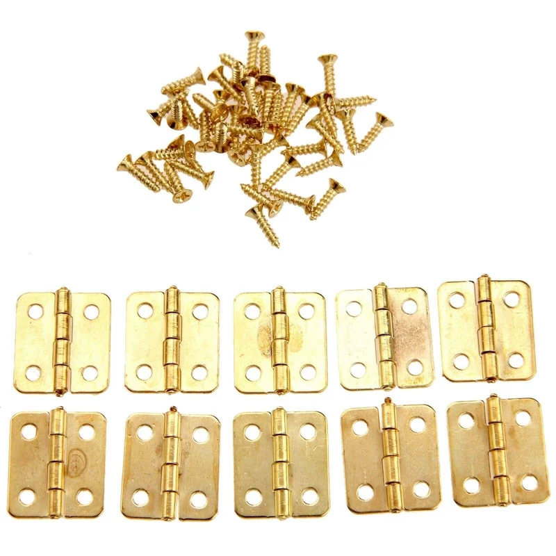 50Pcs 18x16mm Küchenschranktür Scharniere Möbel Zubehör 4 Löcher Gold Schublade Scharniere für Schmuckschatullen Möbelbeschläge