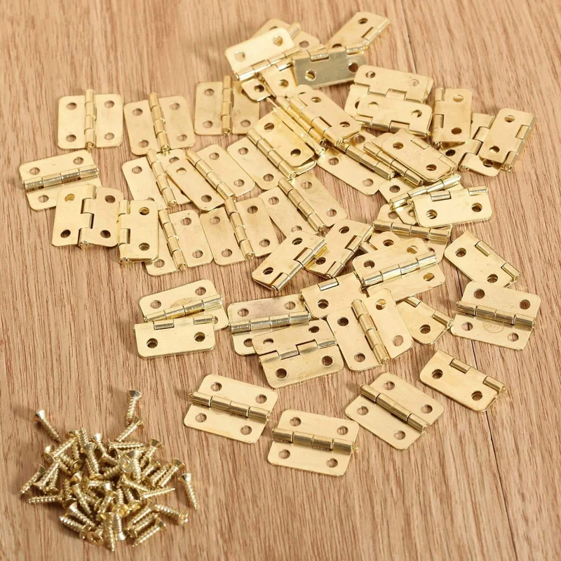 50Pcs 18x16mm Küchenschranktür Scharniere Möbel Zubehör 4 Löcher Gold Schublade Scharniere für Schmuckschatullen Möbelbeschläge