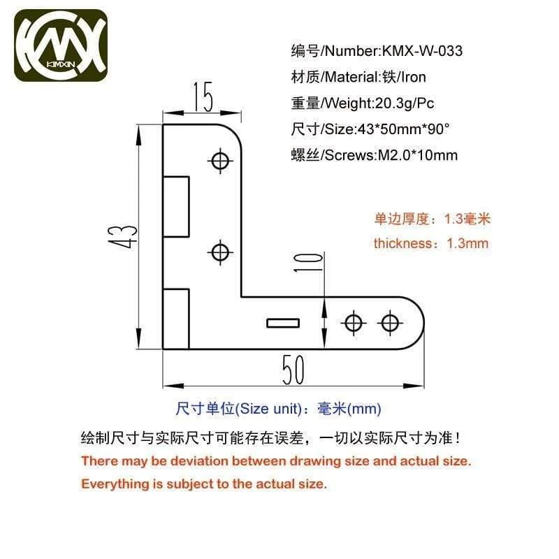 10pc 43 * 50mm * 90Deg Support Eisen Schmuckschatulle Scharnier Federscharnier Für Sammelkoffer Hochfeste Packbox Scharniere W-033