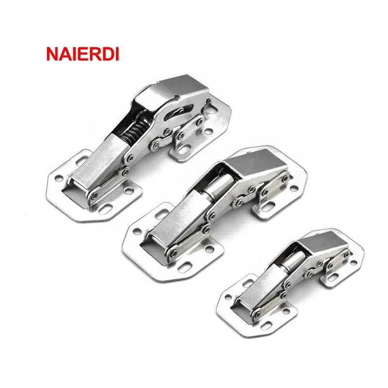 10PCS Schranktürscharniere Bohrloch ohne Bohrloch Schrankfeder Soft Close Hydraulikscharnier Möbelbeschläge mit Schrauben