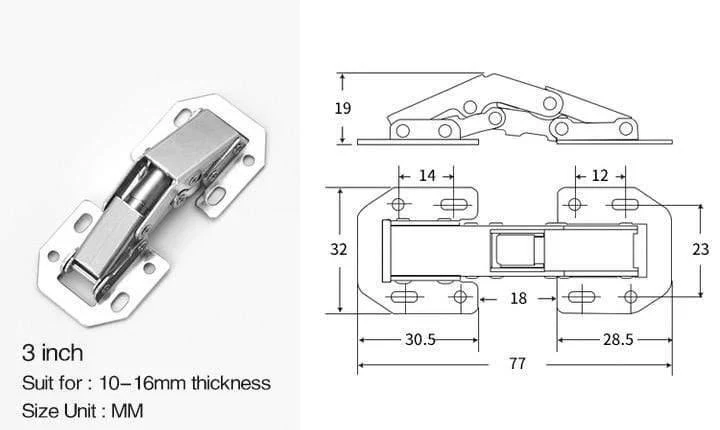 10PCS Schranktürscharniere Bohrloch ohne Bohrloch Schrankfeder Soft Close Hydraulikscharnier Möbelbeschläge mit Schrauben