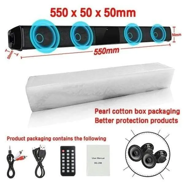 Heimkino HIFI Tragbare drahtlose Bluetooth-Lautsprecher Spalte Stereo Bass Sound Bar FM Radio USB Subwoofer für Computer TV Telefon