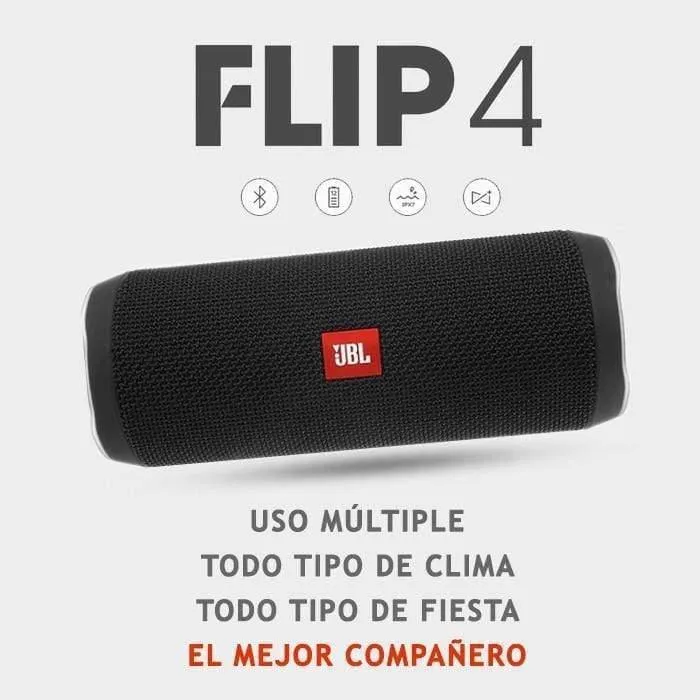JBL Flip 4 Leistungsstarker Bluetooth-Lautsprecher Mini Portable Wireless Wasserdichter BT-Lautsprecher mit Bass- und Stereomusik Perfect Travel